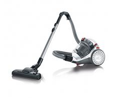 Severin MY 7102, Aspirapolvere multiciclonico senza sacco, Classe energetica A, Include bocchetta per parquet e set di 2 accessori, S´POWER, Bianco/Rosso