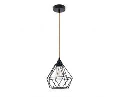 CD Cables-Lampada Sospensione Telaio Paralume Diamante a Filo Metallico Nero, Cavo Lamé Rame da 0,5 Metri