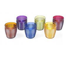 Excelsa Diamond Set 6 Bicchieri Infrangibili, Plastica, Multicolore