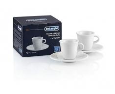 DeLonghi DLSC308 2 tazzine caffè by Tognana, 70 milliliters, Porcellana Ceramica, Bianca/piattini