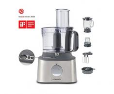 Kenwood Multipro Compact+ FDM313SS-Robot da Cucina Compatto, Contenitore di Lavoro da 2,1 l, Inserto in Vetro e 9 Accessori, Corpo in Metallo, 800 W, Acciaio Inox
