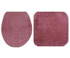 Pana 459200815 Set da 2 pezzi: tappetino bidet 50x50 cm e copri tavoletta WC 50x47 cm, colore: Rosso rubino