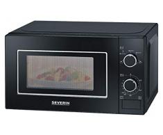 Severin MW7897 Microonde, 5 Livelli di Potenza, Timer Fino a 35 min, 700 W, 20 Litri, Nero Opaco/Cromo