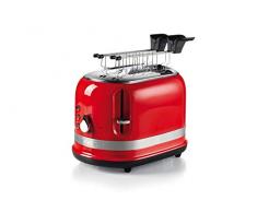 Ariete 0149 Tostapane 2 fette Moderna con pinze, Espulsione Automatica, Cassetto raccogli briciole, Funzione scongelamento e Riscaldamento, 6 Livelli di doratura, 800 W, Plastica, Rosso