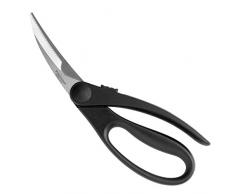 Fiskars Forbici trinciapollo con lame curve, Acciaio, Lunghezza: 23 cm, Per destrorsi e mancini, Nero/Argento, Essential, 1023819