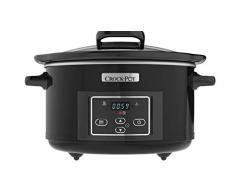 Crockpot Pentola Per Cottura Lenta, Slow Cooker, 4.7 Litri, Fino A 6 Persone, 2 Impostazioni Cottura E Funzione Warm Automatica, 220 W, Ceramica, Nero, ‎26 x 34 x 34 cm; 5.46 Kg