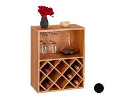 Relaxdays Cantinetta, Scaffale Per 8 Bottiglie Di Vino, Porta Calici, HxLxP: 63 x 50 x 28, Truciolato, Marrone