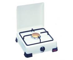 Ardes AR9S01PM Fornello Zeus Gas METANO 1 Fuoco con Coperchio e Griglia in Piattina Smaltata, Piedini di Appoggio Bianco