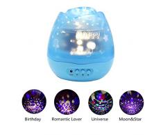 Generic l8-blue Rosa Star Auto Rotate LED 4 Indicatore di diapositive cambiamento di luce di notte blu