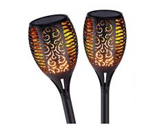 GRIFEMA DG2001, Luci Solari Esterno con Torcia a LED, Lampada Fiamma Decorativa per Giardino, 2 Pezzi