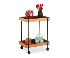 Vetro HxLxP 73 x 46 x 74 cm Relaxdays 10020780 Carrello Portavivande da Cucina Baron Rotondo Nero Metallo