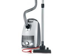 Severin BC 7046, Aspirapolvere a traino con sacco, Classe energetica A, Include bocchetta per imbottiture, bocchetta per parquet e spazzola per fessure, S´POWER snowwhite deluxe, Bianco/Rosso