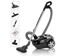 MPM MOD-23 Aspirapolvere con sacchetto di slitta, filtro HEPA 13 spazzola per peli di animali, parquet, tappezzerie, ugello per fessure, 3,5 litri di serbatoio, 750 W