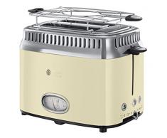 Russell Hobbs Retro Collection Tostapane, 1300 W, Acciaio Inossidabile, 2 Scomparti, Crema