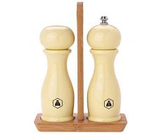 LAGUIOLE - Saliera e Pepiera con supporto in bambù - legno di faggio - beige