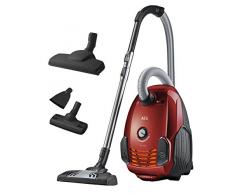 AEG VX6-2-CR-A aspirapolvere con sacchetto EEK A I, inclusi ugelli aggiuntivi, raggio dazione di 9 m, impugnatura ergonomica, manopola a variazione continua, 800 W, Rosso
