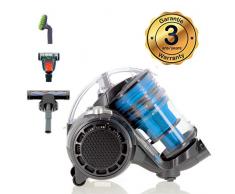 E.Zicom - E.Ziclean Turbo, Robot aspirapolvere senza sacchetto, per tutti i tipi di pavimento, 40 x 20 x 32 cm, colore: grigio/blu