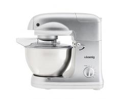 H.Koenig KM78 Robot multifunzione, 5L, 6 Velocità + Pulse, include frullatore in vetro e tritacarne, 1000 W, Grigio