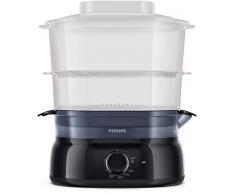 Philips Vaporiere HD9116/90 con infusore di aromi, 2 cestelli, Timer da Cucina per cuocere Pesce, Verdure, Riso e Molto Altro, 900 W, 5 Litri, Nero
