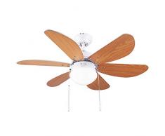 Cecotec Ventilatore da Soffitto ForceSilence Aero 360 6, 36, 50 W, 3 velocità, con lampada, pale Reversibili, Marrone, 36