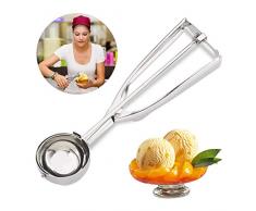 Relaxdays Porzionatore per Gelato, in Acciaio Inox, Anche per Frutta e Impasti, Cucchiaio Dosatore ∅ 53 mm, Argento
