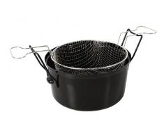 Crealys 511277 Friggitrice smaltata, con cestello, interno in acciaio smaltato, 28 cm, Nero