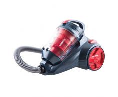 H.Koenig SLX910 Aspirapolvere a traino multiciclonico senza sacco classe A, 2,5L, Power&clean + Accessori, Nero/Rosso
