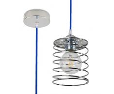 CD Cables-Spring-All, Lampada Sospensione, Pendel Colorato, Cavo Tessile Blu Da 2 Metri