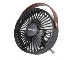 Pifco P55003 Mini Ventilatore, Ventilatore USB, Compatto e Leggero, Ventilatore da scrivania, Cinturino in pelle, Plastica, Nero
