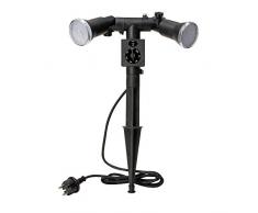 Kopp 145353010 - Faretto LED da giardino a 2 luci, con picchetto e interruttore crepuscolare, colore: Nero