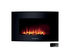Beper RI.503 – Caminetto Elettrico da Parete, con Telecomando, Effetto Fiamma con 5 Livelli d’Intensità, Timer Settimanale, Accogliente, Modalità Riscaldante con Impostazione della Temperatura, Wall M
