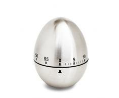 ADE TD1606 Timer da Cucina a Forma di Uovo, Acciaio Inossidabile, Argento