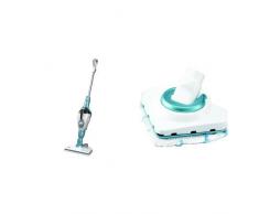 BLACK+DECKER FSMH1321JSM-QS Lavapavimenti a Vapore Steam-Mop 13 in 1, Sistema di Pulizia Guanto Steamitt, con Generatore di Vapore Portatile, Bianco/Acqua + FSMHDA-XJ Mini Testa Pulente Triangolare Multifunzione
