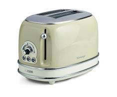 Ariete 155 Tostapane di Design 2 Fette con Pinze, 6 Livelli di Tostatura, 810 W, Corpo Acciaio Inox, Vassoio Raccoglibriciole Estraibile, Beige Pastello
