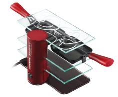 Lagrange 009 203 - Macchina per raclette, con 3 mensole in vetro temprato trasparente e 2 padelline antiaderenti, colore: Rosso