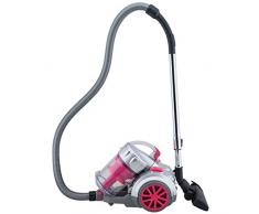 H.Koenig TC34 Aspirapolvere a traino multiciclonico senza sacco classe A, 2,5L, Basso consumo + Accessori, Rosso