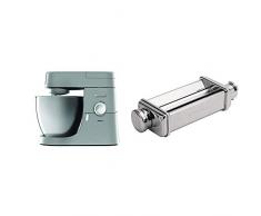 Kenwood Kvl4100S Impastatrice Planetaria, 1200 W, 6.7 Litri, Acciaio, Argento & KAX980ME Sfogliatrice per Impastatrice Planetaria, Acciaio Inossidabile, Argento