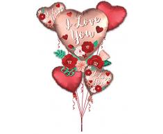 Amscan International Anagram 3901699 - Confezione da 5 palloncini a forma di mazzo di fiori in raso