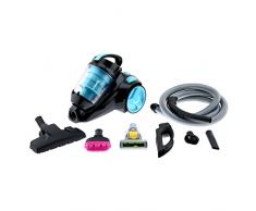 H.Koenig SLS890 Aspirapolvere a traino multiciclonico senza sacco classe A, 2,5L, Speciale per animali, Nero/Blu