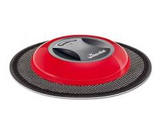 Vileda Virobi Robot Catturapolvere con Panno Usa e Getta, Robot Aspirapolvere per Casa, Ottimo per Peli d’Animale e Capelli, Senza Fili, Nero/Rosso