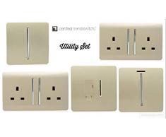 Trendi interruttore artistico moderno lucido interruttori e prese ripostiglio commerciale/Multi Buy confezione in oro