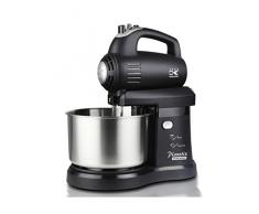 Team Kalorik 2347 Robot da Cucina, Ciotola in Acciaio Inclusa (2.8 L), Gancio impastatore, Frusta, spatola, 5 Livelli di velocità, 300 W, Nero, TKG M 1007 B, 2.8 Litri