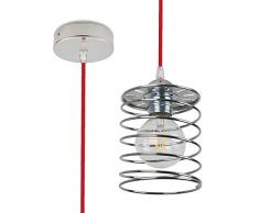 CD Cables-Spring-All, Lampada Sospensione, Pendel Colorato, Cavo Tessile Rosso Da 1 Metro