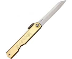 Higonokami – Coltello pieghevole – Lunghezza lama: 7.62 cm – Folder Brass – Lunghezza chiusa: 11.11 cm – Manico: ottone con foro per cordino.
