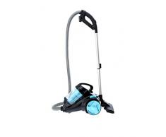 H.Koenig SLS810 Aspirapolvere a traino multiciclonico senza sacco classe A, 2,5L, Performante + Accessori, Nero/Blu