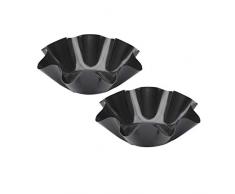 HIC, teglia in acciaio al carbonio antiaderente, con scanalature, per tacos e tortilla, grande, set di 2 pezzi Ciotola per creazione tortillas 18.5 x 2.5 Nero