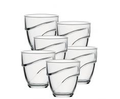 Duralex 1050AB06A0111 Wave - Set di 6 bicchieri da acqua, in vetro trasparente, 270 ml