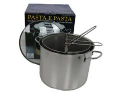Viscio Trading 173957 Pentola Pasta e 2 Cestelli Inox Aisi 441 Coperchio in Vetro, 24 cm