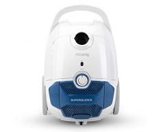 H.Koenig AXO800 Aspirapolvere a traino AAAA con sacco, 3L, Potente,Filtro Hepa H12,Silenzioso 68db, Bianco/Blu
