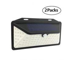 GRIFEMA DG1001-102, Luce Solare Esterno 102 LED, Lampade da Muro con Sensore di Movimento, 2 Pezzi